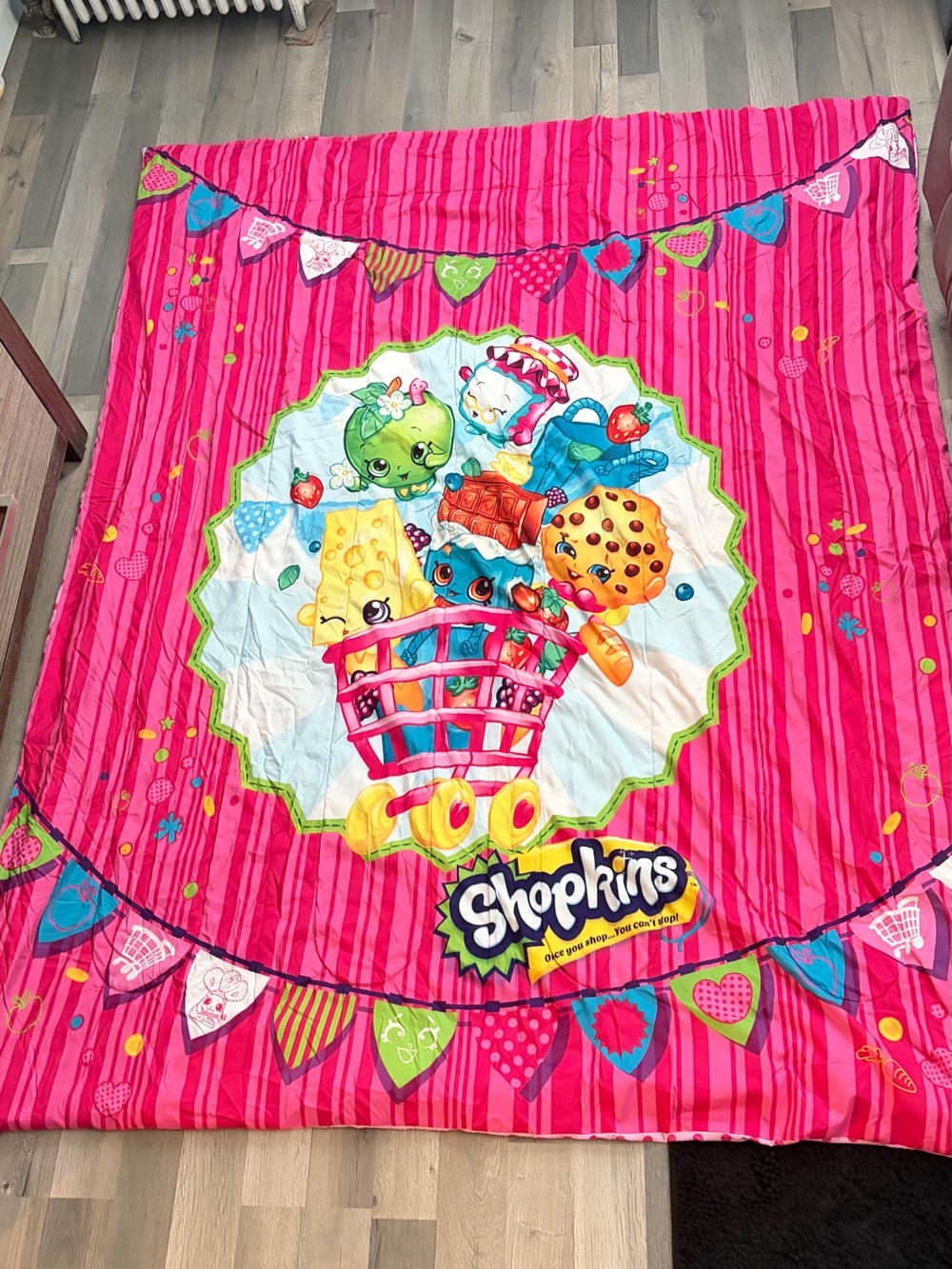 Shopkins Pink Stripe Kids Comforter with Colorful Character Medallion - Picture 2 of 2